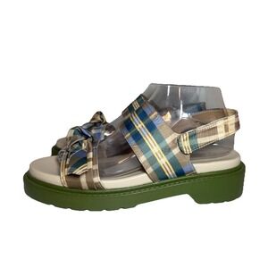 Urban Outfitters Women's SIZE 8 Green‎ Ivy Plaid Lug Chunky Platform Sandals